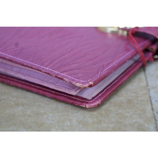 Animal Skin Vintage Red Leather Textured Journal Planner With Lock & Key Diary Portfolio For Sale - Image 7 of 16