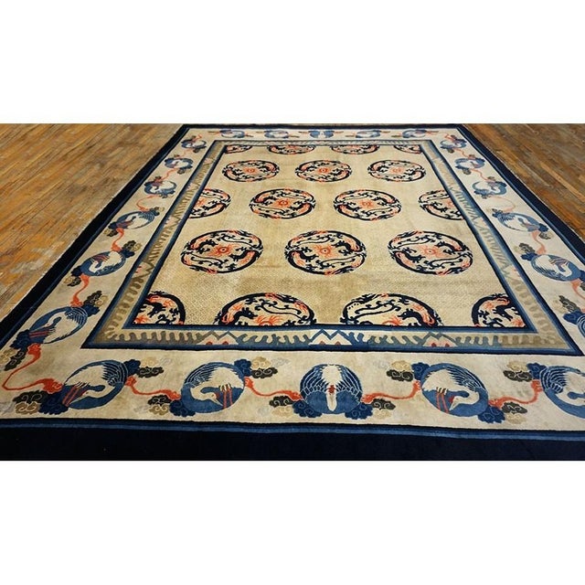 Wool Hand Knotted Pile Rectangle Allover Geometric Ivory Beige Cream White Antique 1920s Rug, Circa Date: 1920s. This...