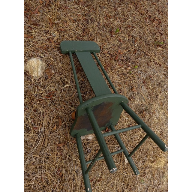 1950s Antique Small Green Child's Chair For Sale - Image 5 of 12