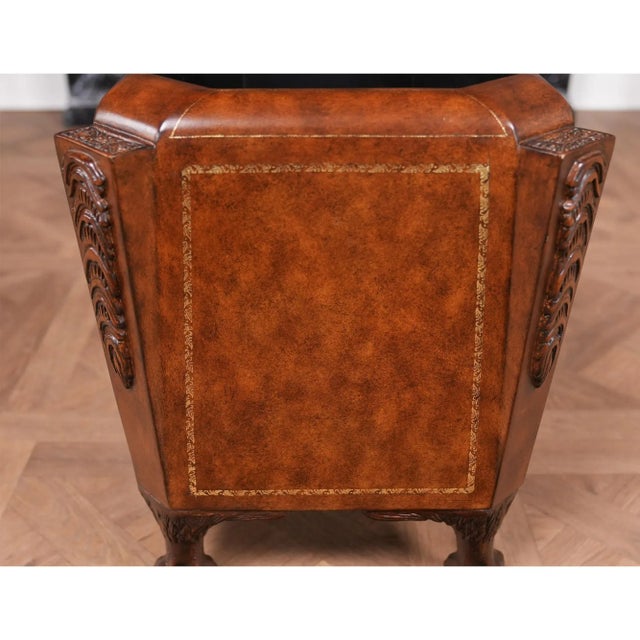 Vintage Faux Leather Waste Can For Sale - Image 12 of 12