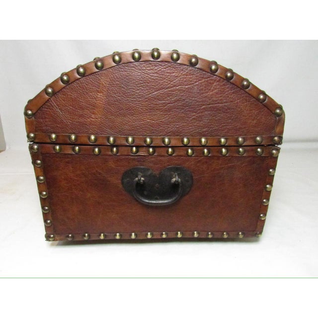 Antique Spanish Leather Bound Trunk For Sale In San Francisco - Image 6 of 17