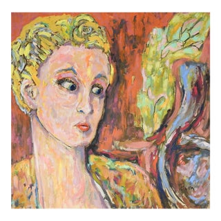 Contemporary Surreal Portrait Blonde Woman Painting For Sale