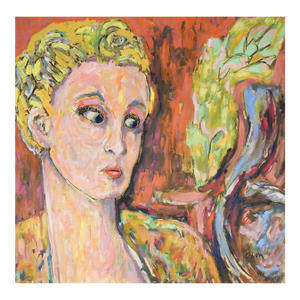 Contemporary Surreal Portrait Blonde Woman Painting