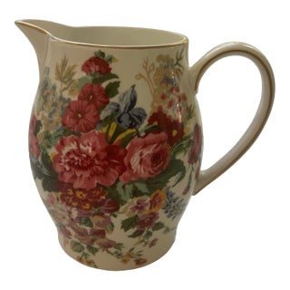 1990s Wedgwood Ralph Lauren Hampton Floral Pitcher For Sale