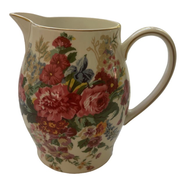 1990s Wedgwood Ralph Lauren Hampton Floral Pitcher For Sale