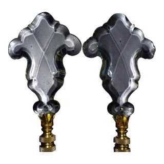 Antique French Faceted Crystal Chandelier Lamp Finials - a Pair For Sale