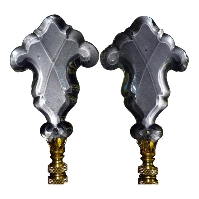 Antique French Faceted Crystal Chandelier Lamp Finials - a Pair For Sale