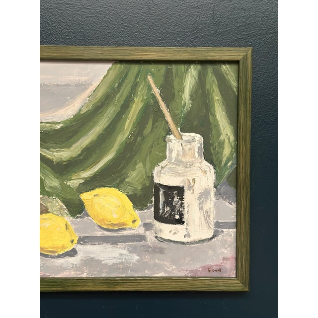 Gilbert, Still Life with Lemons and Inkpot, 1950s, Oil on Panel, Framed For Sale - Image 14 of 15