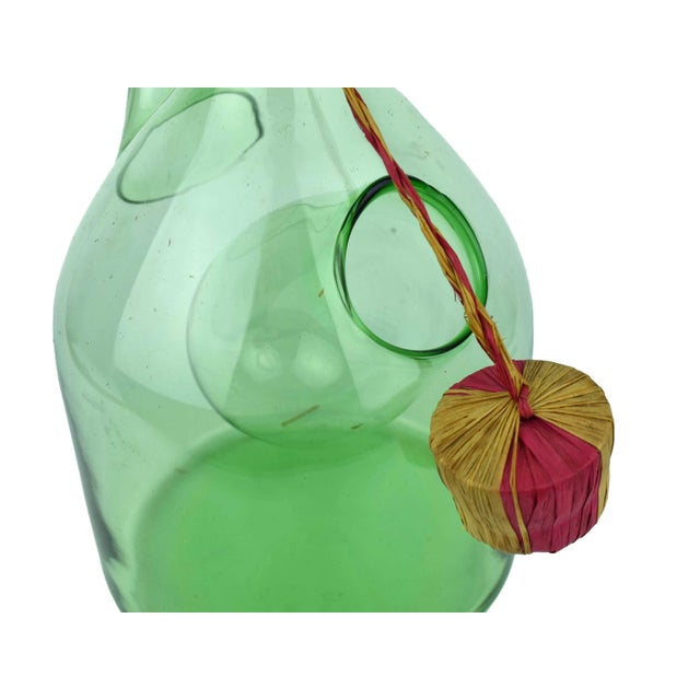 Glass Vintage Hand Blown Italian Green Glass Wine Decanter Carafe With Ice Chamber Chiller and Stoppers For Sale - Image 7 of 10