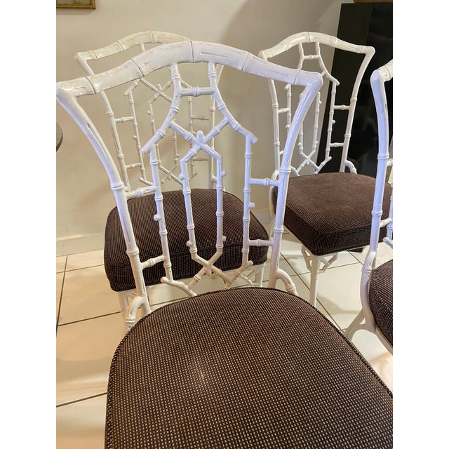 Vintage chinoiserie Dining Chairs, gorgeous faux bamboo detail work.