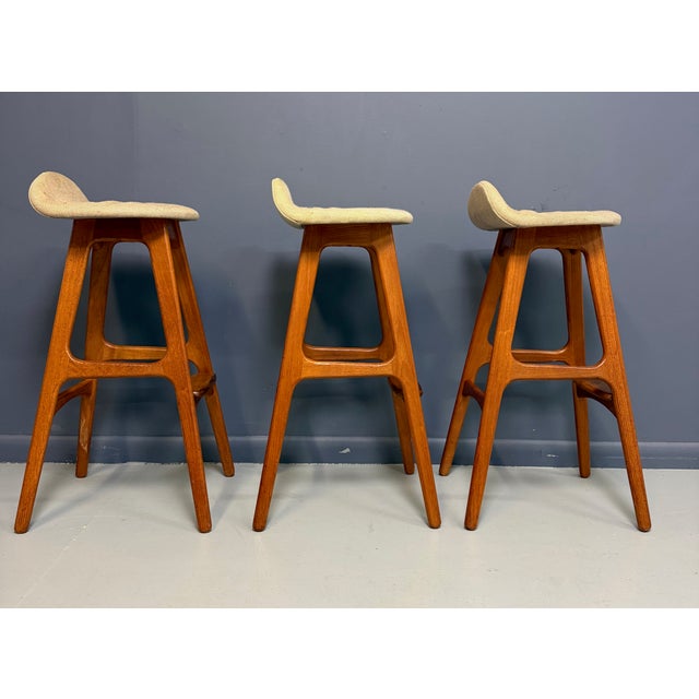 1960s Trio of Model Od-61 Bar Stools by Erik Buch for o.d. Mobler, Denmark, C. 1960's For Sale - Image 5 of 12
