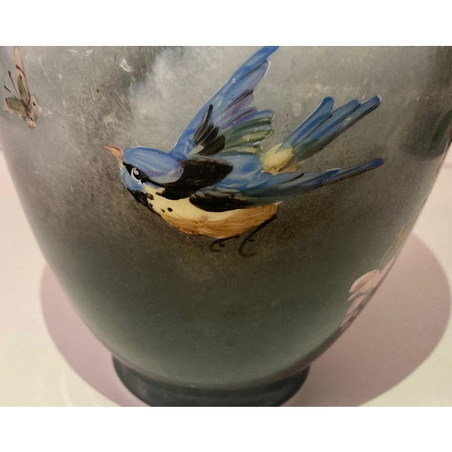 Hand Painted Opaline Glass Vase Attributed to Baccarat For Sale In New York - Image 6 of 7