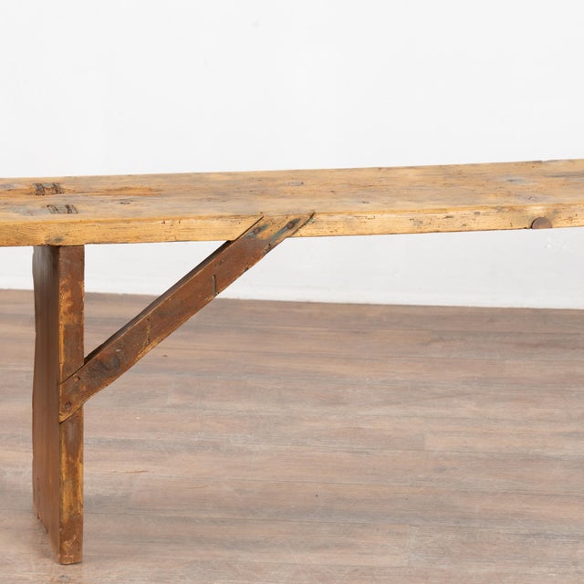 Early 20th Century Rustic Pine Plank Narrow Bench For Sale - Image 12 of 14