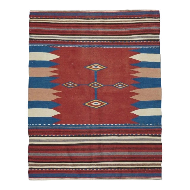 Antique Kilim Rug 3'8'' x 4'8'' For Sale