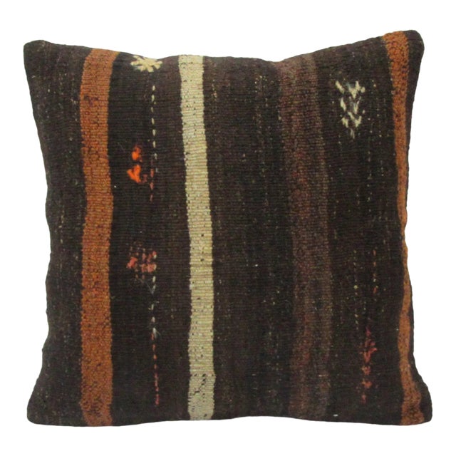 Brown Goat Hair Kilim Pillow For Sale