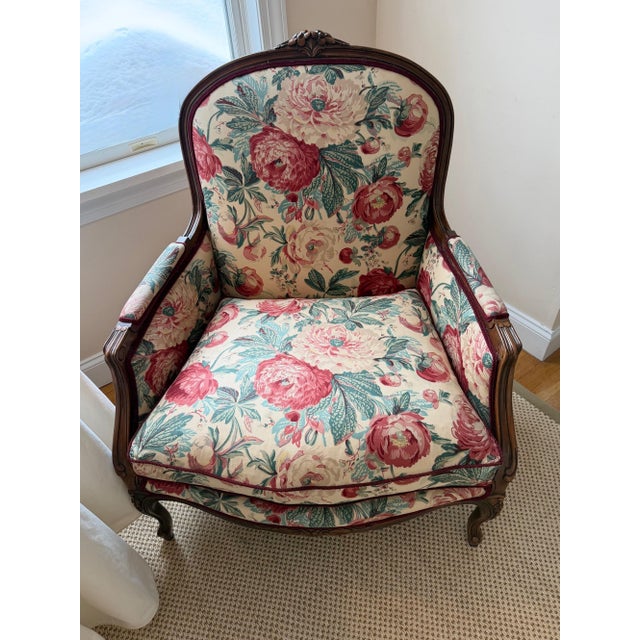 Custom Marquise Bergere Chair Upholstered in Heritage Floral Brunschwig & Fils For Sale - Image 18 of 18