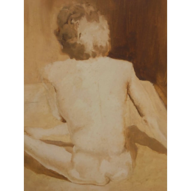 This is a mid century acrylic on board female nude study. This painting comes with its original mid century frame and the...