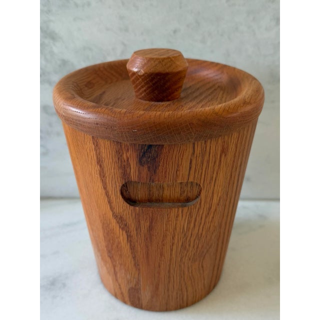 Mid 20th Century Vintage Mid Century Oak Ice Bucket Made by Vermillion For Sale - Image 5 of 11