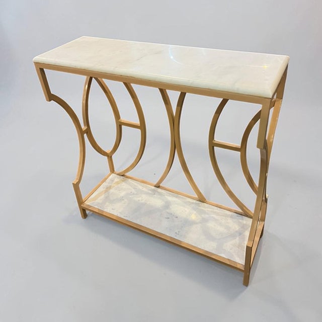 2020s Iron Marble Top Console Table For Sale - Image 5 of 5
