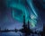 Witness to the Unknown by Austin Howlett | Oil on panel Northern lights over a snowy landscape. For Sale