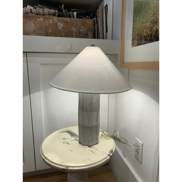 Contemporary Mid 20th Century Handmade Ceramic Table Lamps by Kaimin Meehan - a Pair For Sale - Image 3 of 11