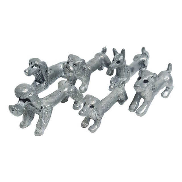 Pewter Dog Breed Kniferests by Les Étains De La Fountain, 1970s, Set of 6 For Sale