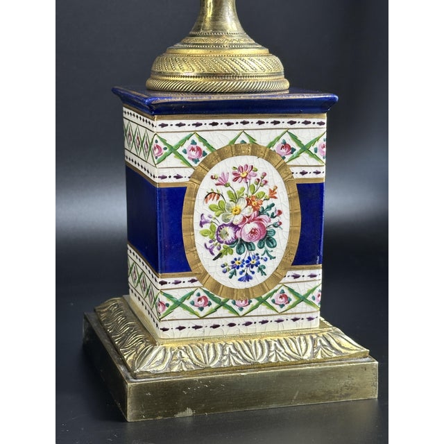 Blue Antique Napoleon III French Sèvres Bronze and Porcelain Vases, 1870s, Set of 2 For Sale - Image 8 of 11