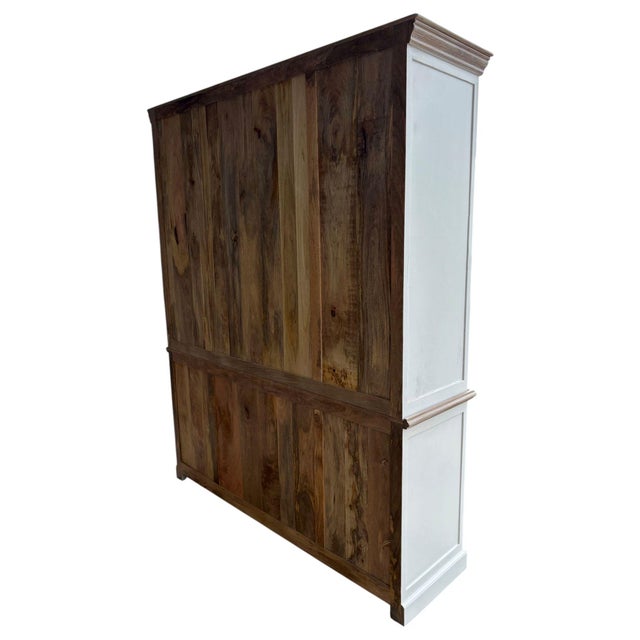 Farmhouse 2-Toned Solid Wood Hutch Kitchen Cabinet For Sale In Philadelphia - Image 6 of 6