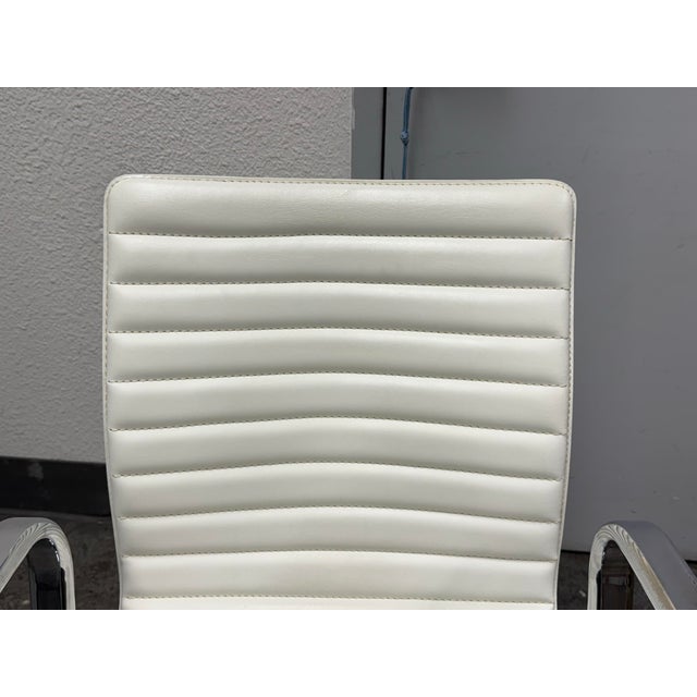 Textile Crate & Barrel Ripple Ivory Bicast Leather Office Chair For Sale - Image 7 of 12