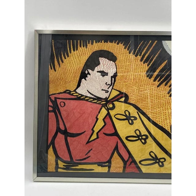 Captain Marvel / Shazam!, 1980s, Felt Pen Artwork, Framed For Sale - Image 6 of 11