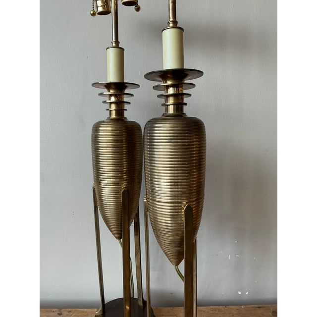 Vintage Postmodern Chapman Brass Lamps - A Pair For Sale - Image 9 of 10