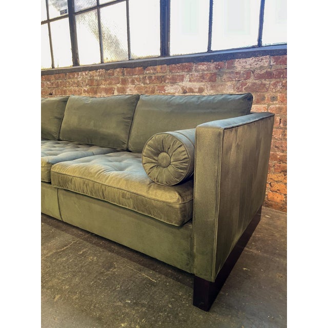 Mid 20th Century Mid 20th Century Three-Seat Sofa Attributed to Mies Van Der Rohe in Green Suede For Sale - Image 5 of 11