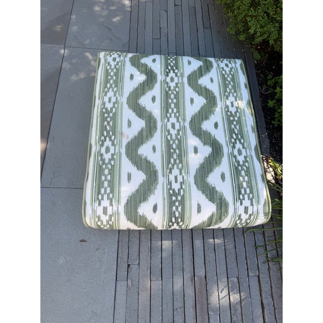 4 Teak Club Chairs With Seat and Back Cushions in Quadrille China Seas Bali Hai in Green For Sale - Image 11 of 14