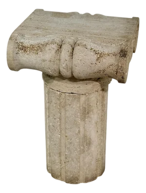 Vintage Italian Carved Travertine Column Pedestal 1950s