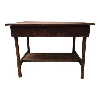 Antique French Provincial Country Elm Wood Library Console Table For Sale