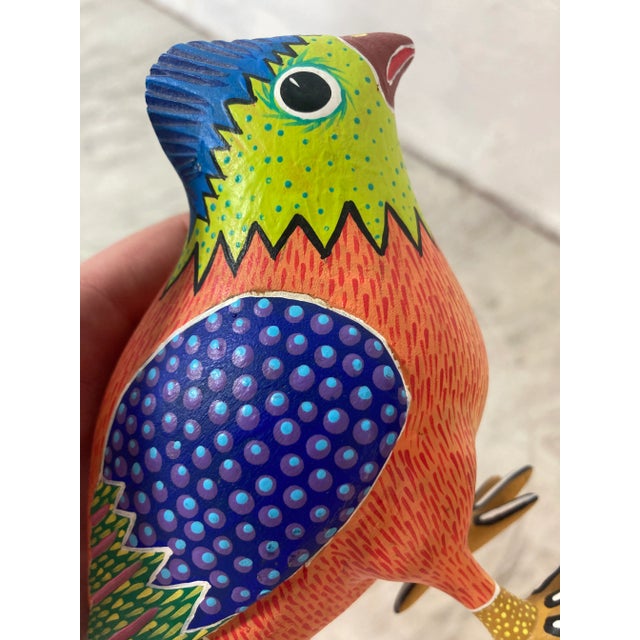 Handcrafted Mexican Folk Art Paper Mache Bird For Sale - Image 4 of 7