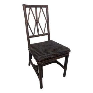 Vintage Chippendale Style Rattan Chair, 1950s For Sale