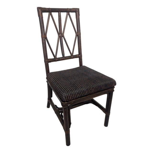 Vintage Chippendale Style Rattan Chair, 1950s For Sale