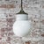 Mid-Century Industrial White Porcelain, Opaline Glass, and Brass Pendant Lamp For Sale - Image 6 of 7