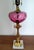 Brass 1950s Cranberry Glass and Brass Lamps With Morris Shade - a Pair For Sale - Image 8 of 11