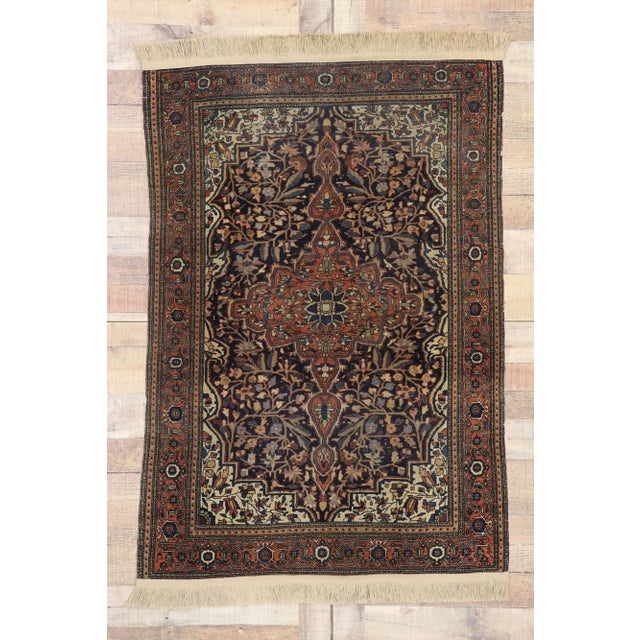 Navy Blue Antique Persian Farahan Rug, 03'05 X 05'00 For Sale - Image 8 of 9