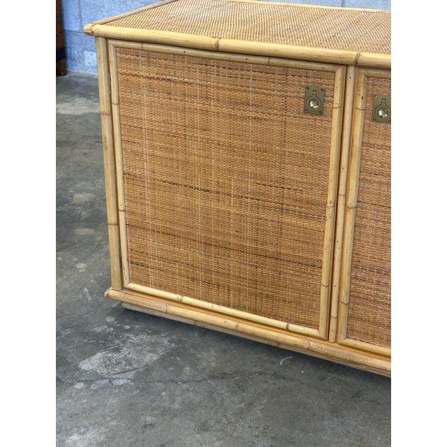 1970s Two Door Sideboard Cabinet in Bamboo and Cane by Del Vera, Italy For Sale - Image 4 of 12
