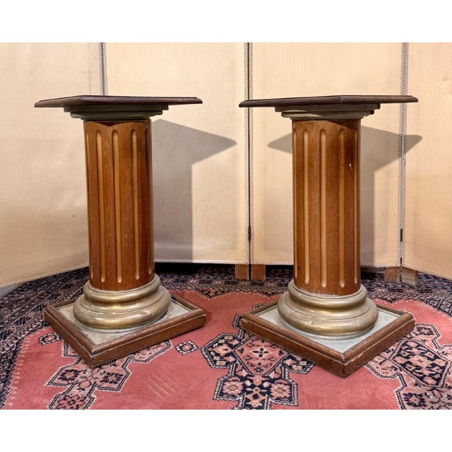 Vintage Gilded Wood Columns, Set of 2 For Sale - Image 5 of 5