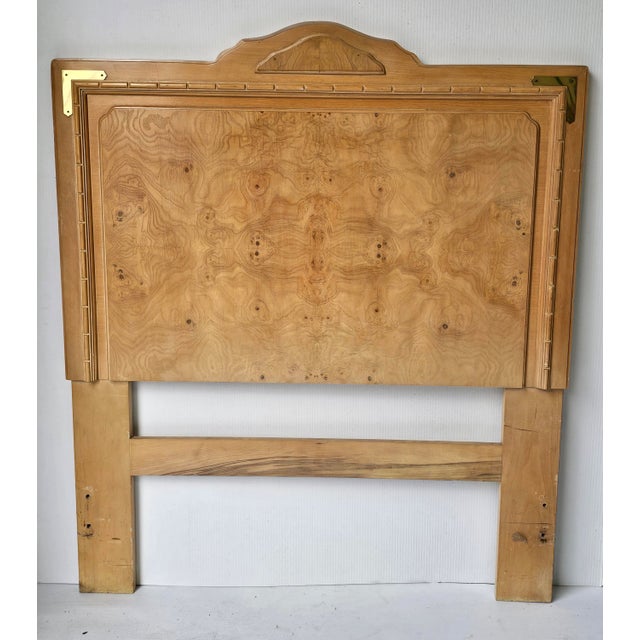 Campaign Bernhardt Mid-Century Burlwood Campaign Twin Size Headboard For Sale - Image 3 of 8