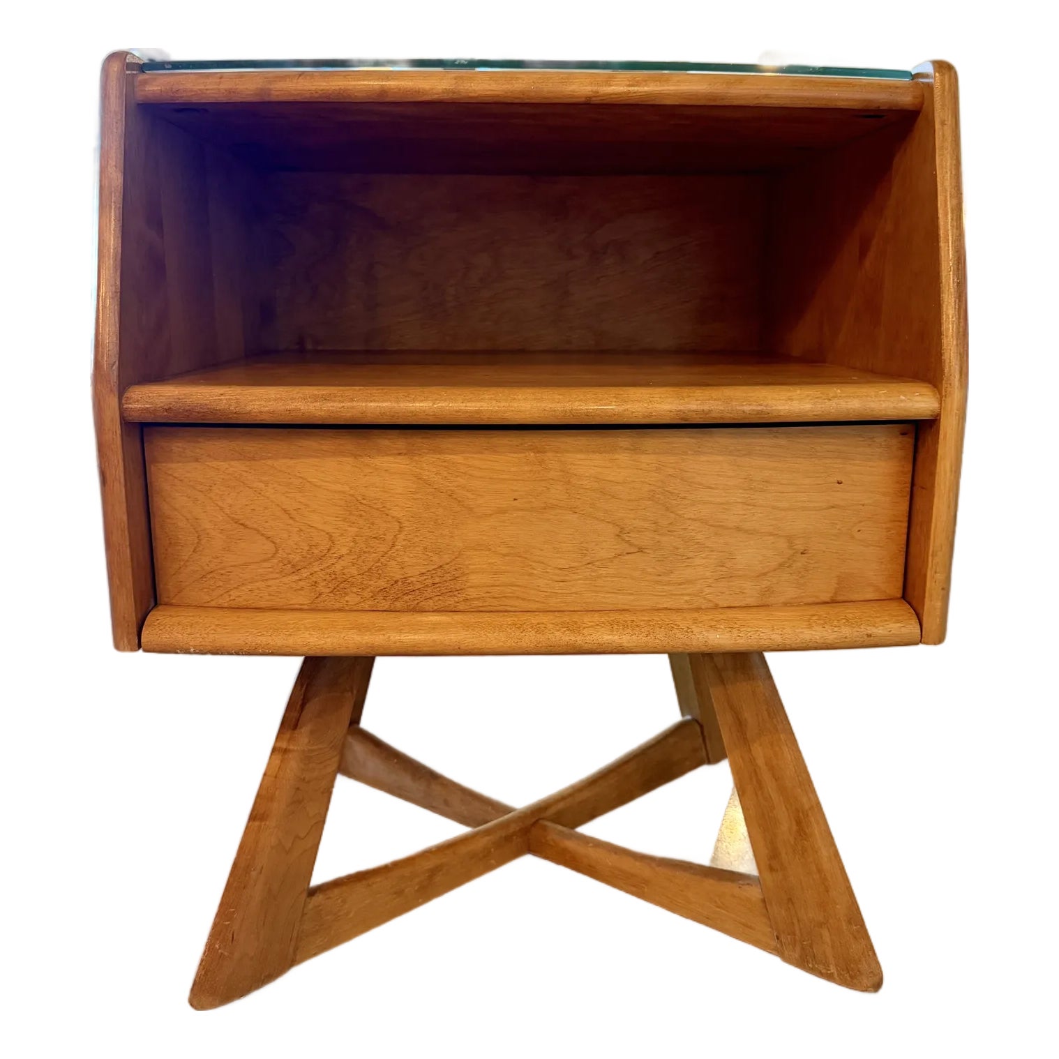 50s Heywood Wakefield M-778 Sculptura Nightstand Side Table Birch