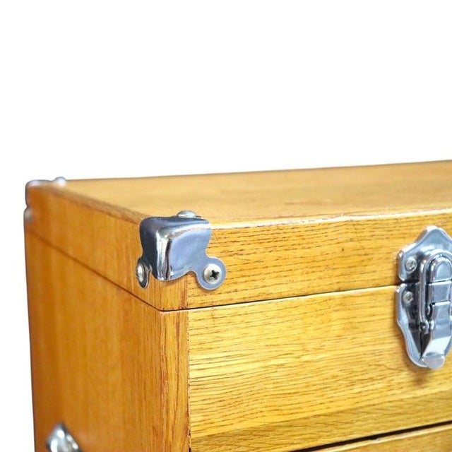 1960s Vintage Oak 14 Drawer Machinist Chest C1960 For Sale - Image 5 of 12