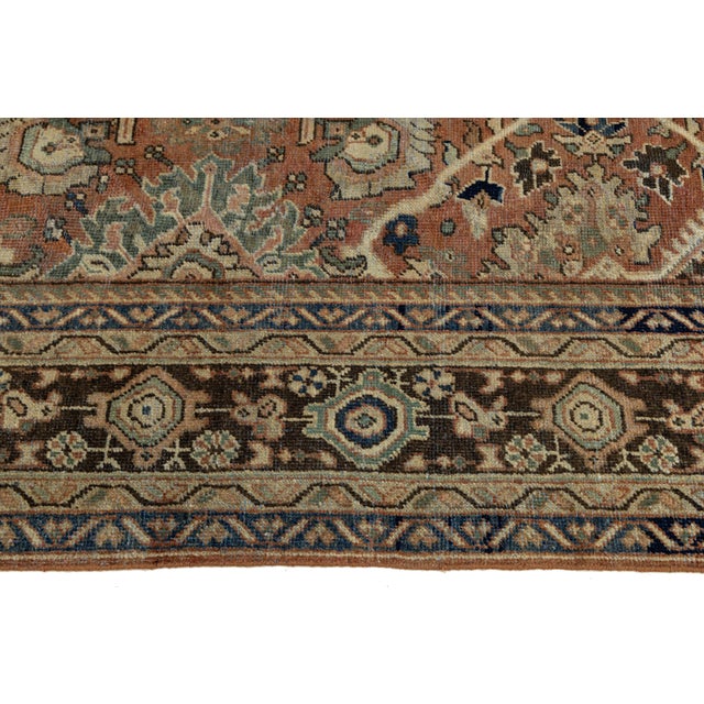 Mahal Wool Area Rug - Transitional Geometric Floral Design - Earth Tone Decor For Sale - Image 10 of 10