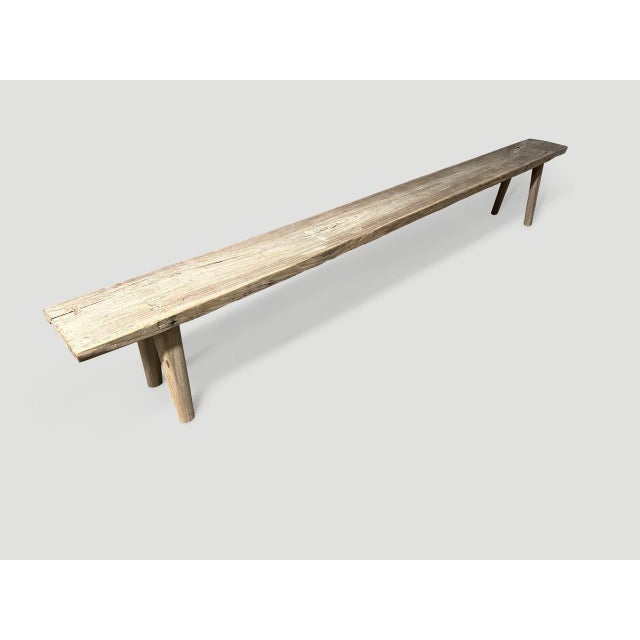 2010s Andrianna Shamaris Impressive Long Teak Wood Bench For Sale - Image 5 of 6