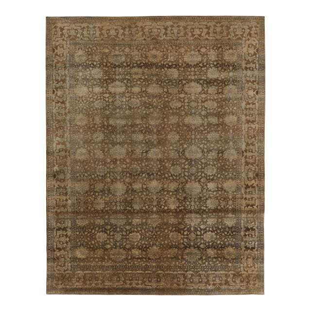 Rug & Kilim’s Modern Classics Rug in Beige and Gold Floral Lattice Design For Sale