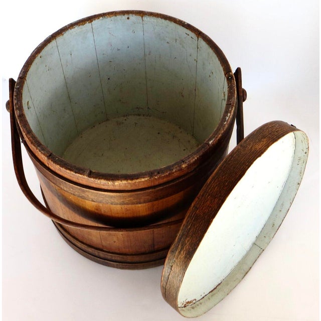 This is an authentic and late 19th century hand made wooden Shaker bucket from Pennsylvania. in all original and...